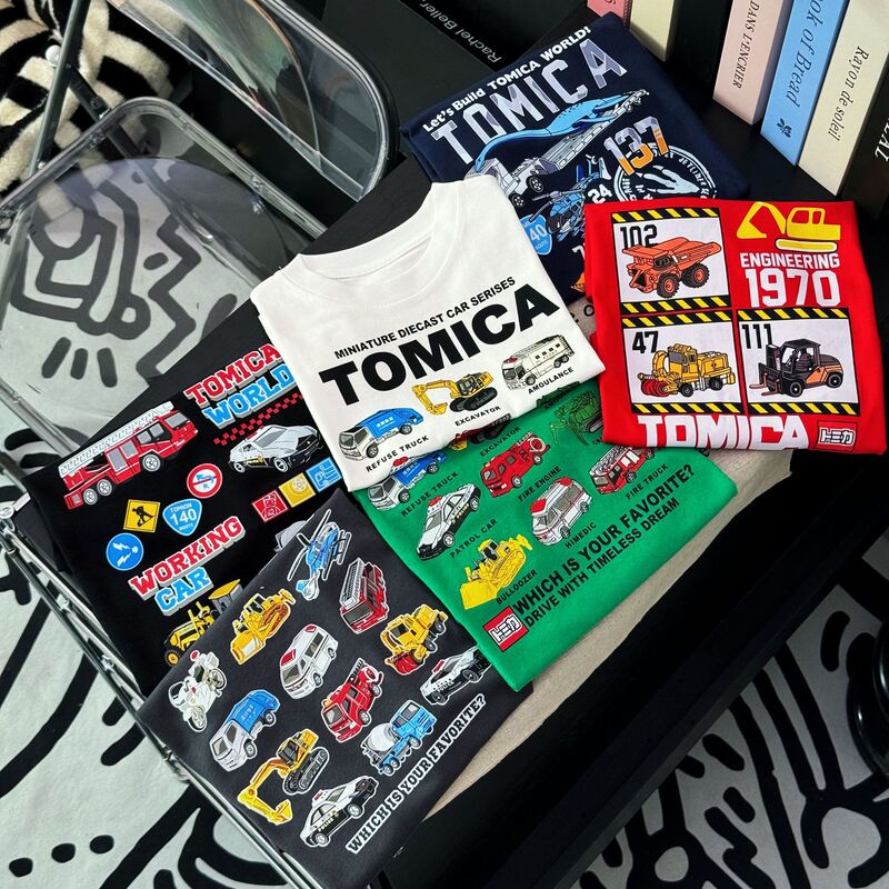 Tomica Clothing Children's Japanese-Style Construction Vehicle T-Shirt Summer Boys' Sweatshirt Loose Pure Cotton Short-Sleeve T-Shirt for Young Children Tomica Clothing Children's Japanese-Style Construction Vehicle T-Shirt Summer Boys' Sweatshirt Loose Pure Cotton Short-Sleeve T-Shirt for Young Children