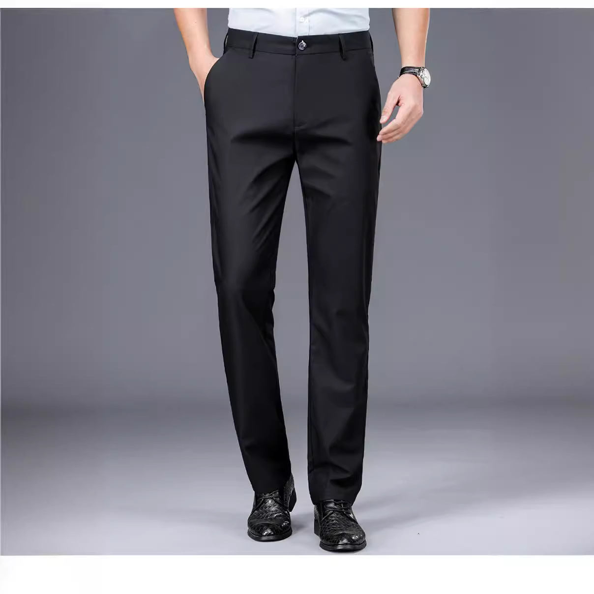 Mid-Waist Business Casual Pants Men's Spring and Summer Dape 2024 New Arrival Fashion Ironing-Free Men's Pants Ice Silk Men's Pants