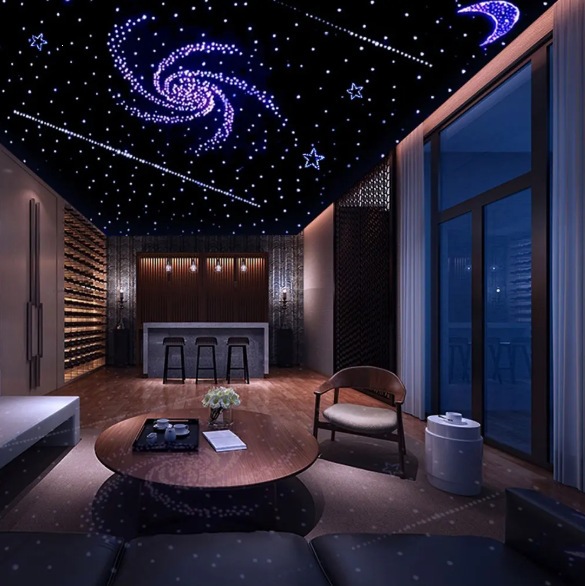 Car Ceiling Modification with Meteor and Starry Sky Fiber Optic Lights, Remote Control, Mobile App Control, Voice Control, Starry Sky Ceiling