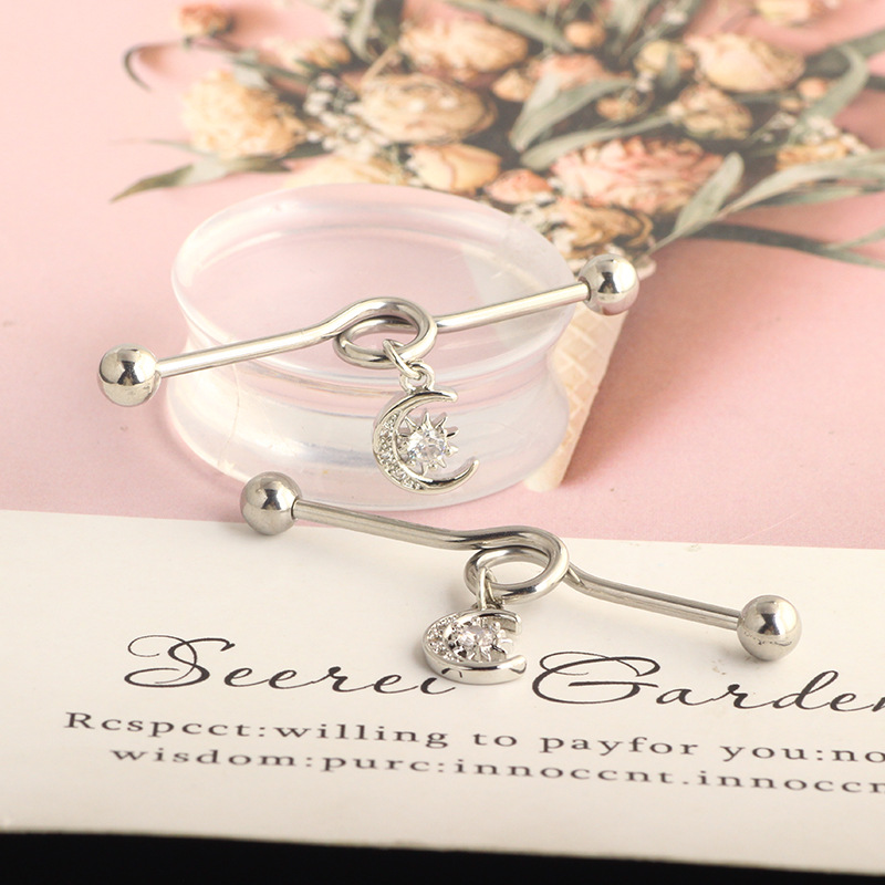 2022 Cross Love Ear Long Rod Earrings Piercing Jewelry Industrial Long Ear Rod Ear Bone Nails detail image 13