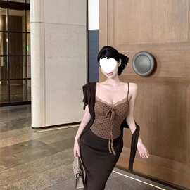 【三件套】纯欲风气质长袖开衫内搭吊带背心女秋季新款修身
