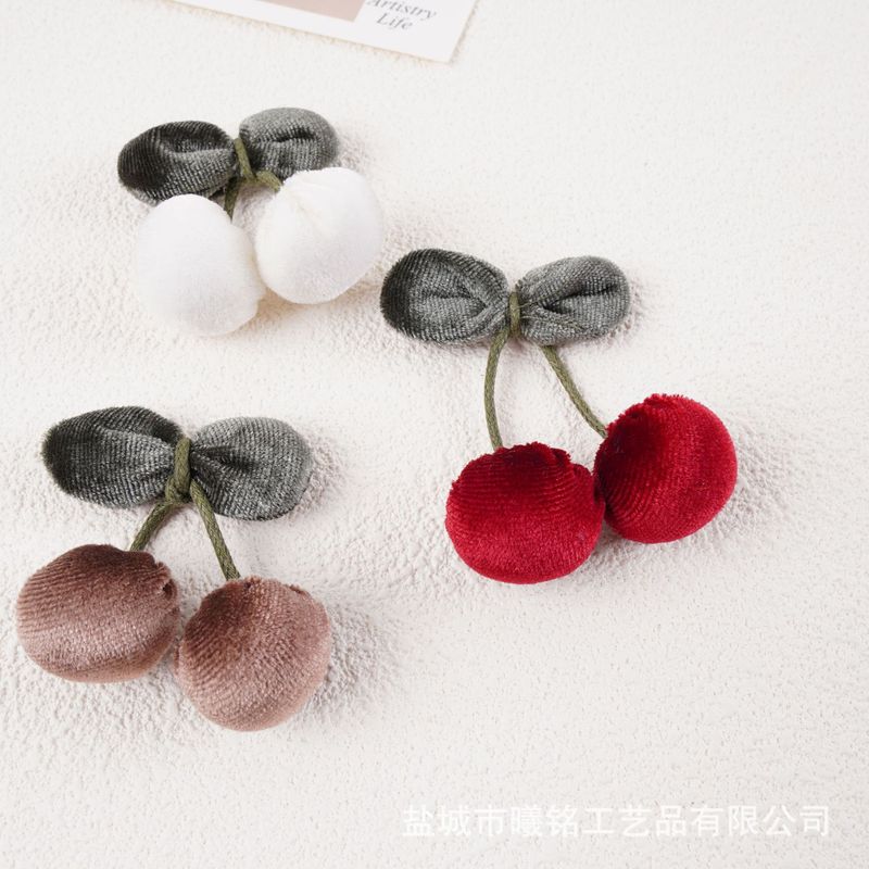 花朵辅料金丝绒樱桃半成品服装鞋包服饰辅料小花朵diy配饰配件|undefined