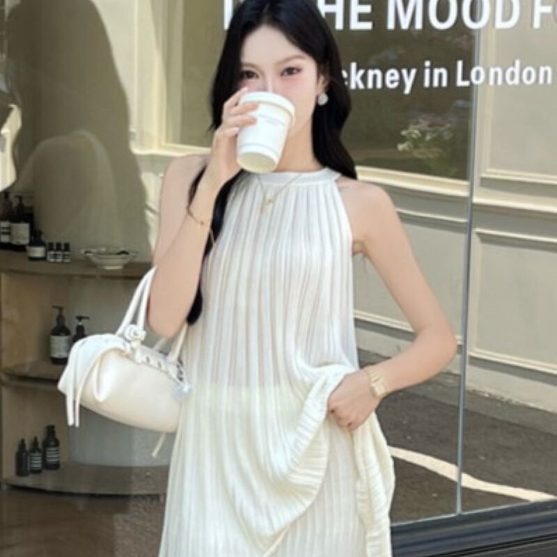 Zy610 Pure Desire Ruffled Pleated Sleeveless Knit Top Summer Slim Fit Stylish Versatile Women's Top Zy610 Pure Desire Ruffled Pleated Sleeveless Knit Top Summer Slim Fit Stylish Versatile Women's Top