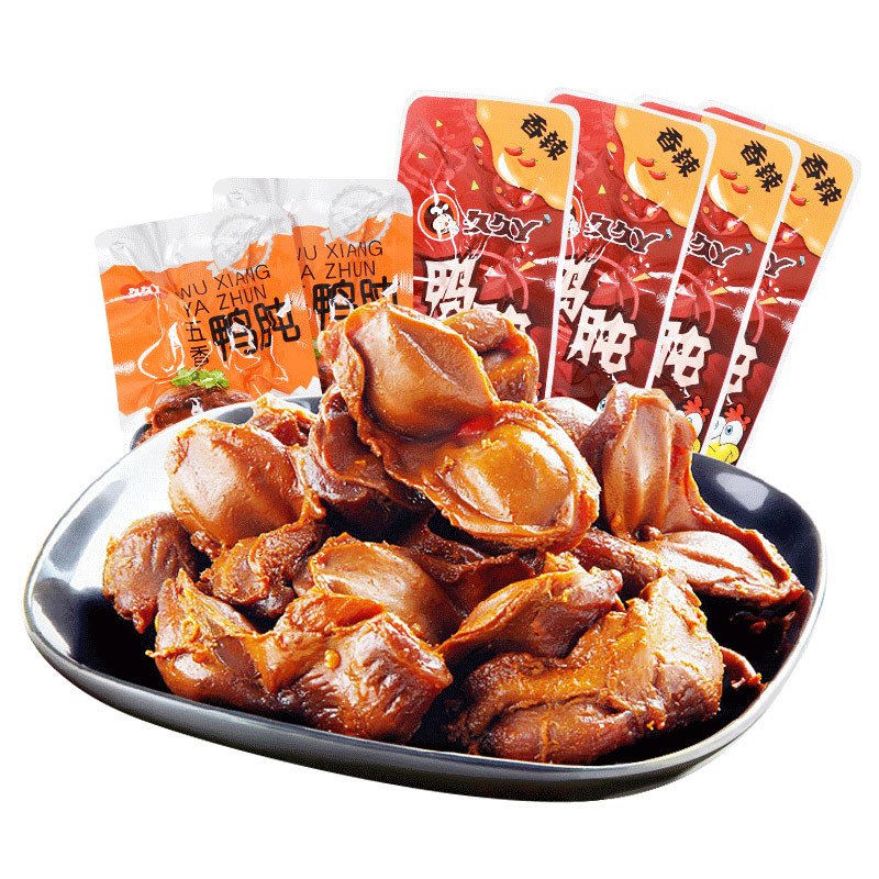 久久丫鸭肫500g鸭肉香辣五香味鸭肫卤味零食小吃熟食散装休闲食品