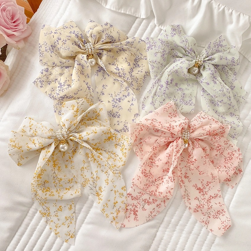 1 Piece Quantity Sweet Ditsy Floral Polyester Bowknot Hair Clip