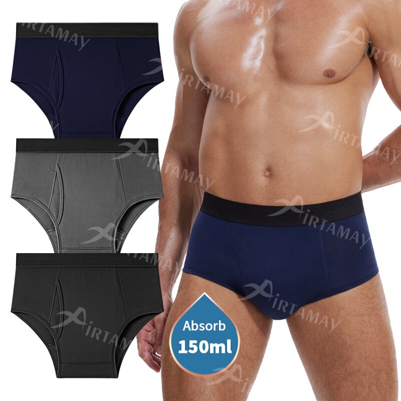 Men's adult incontinence underwear, 150ml capacity, quick-drying, high-flow, leak-proof, designed for post-surgery incontinence, made of pure cotton, triangular style