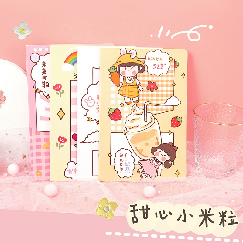 Cartoon notebook for students, book, laptop, print, scheduler