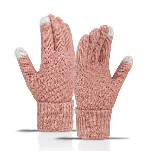 Thermal and Thickened Men's and Women's Outdoor Sports Riding Knitted Touch Screen Woolen Winter Warm Gloves