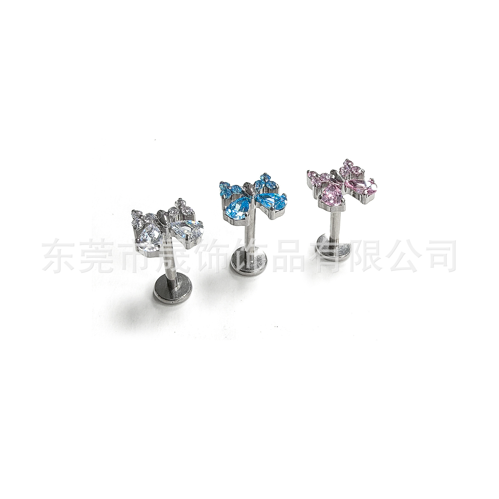 F136 Titanium Alloy Teardrop Butterfly 结 Ear Stud Studded Cubic Zirconia Helix Cartilage Stud 人体 Piercing Jewelry Internal Thread Ear 饰