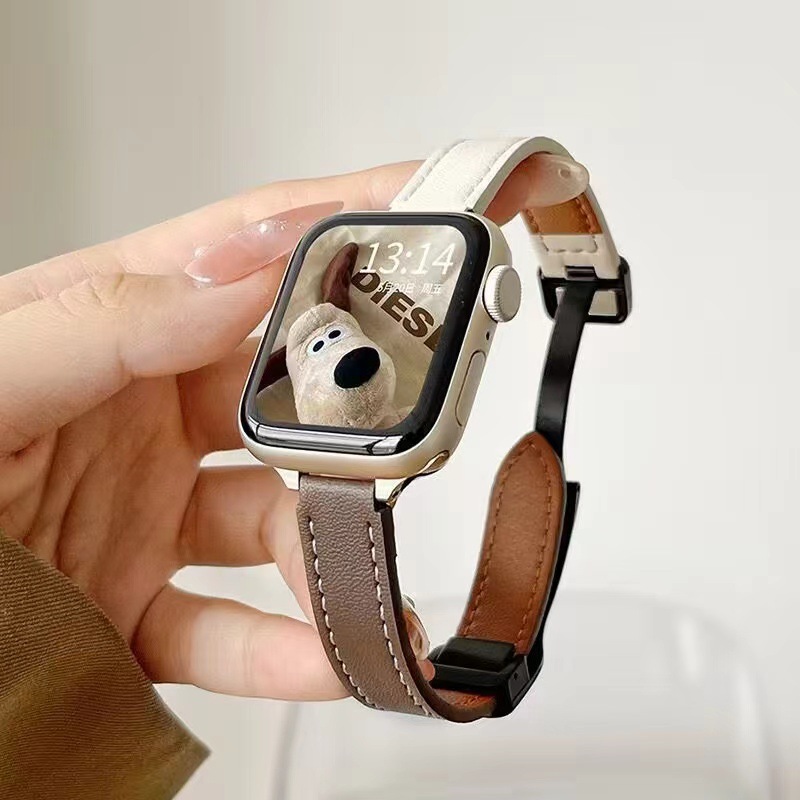 For iwatchs10/9 Watch with New Leather iwatch8 Strap Autumn and Winter Advanced Sense Magnetic Wristband for Women