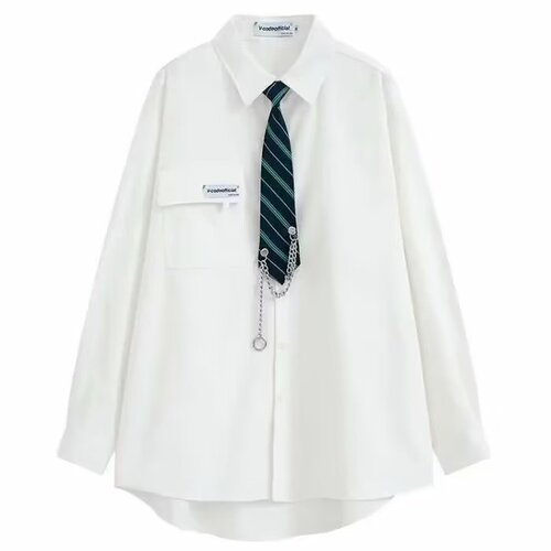 Men's Long-Sleeve Literary Collar Shirt, Spring and Autumn Casual College Style, Hong Kong Style, Japanese Graduation Class Uniform Shirt and Outerwear