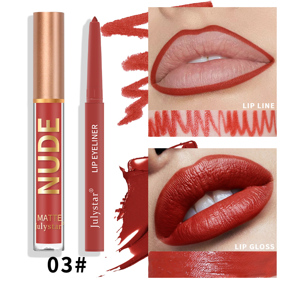 Julystar Makeup bestseller Non-stick cup mouth red pen Cross-border European and American waterproof long-lasting matte lip gloss lip liner pen undefined
