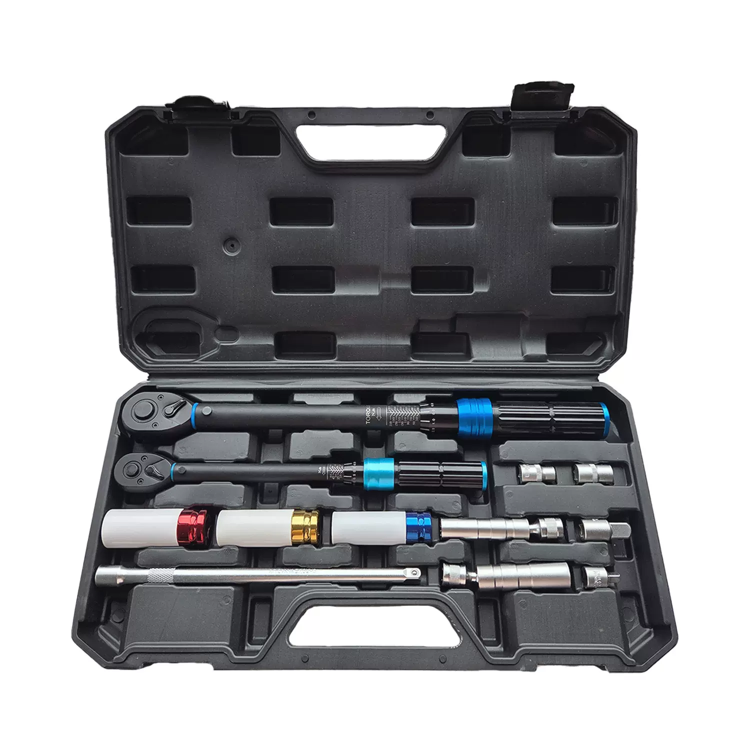 12件套1/2 1/4 3/8英寸可调式高精度扭矩预制式扭力扳手套装