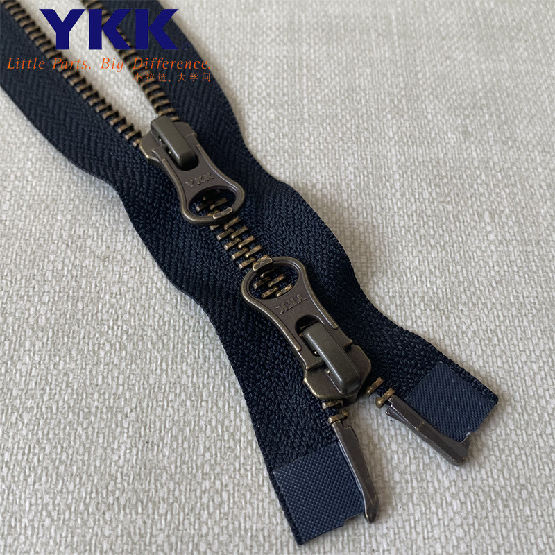 正品ykk拉链5号金属青古铜牙双头双开尾拉链服饰辅料拉环优质自锁