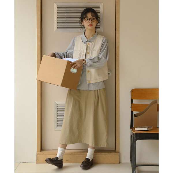 Spring Japanese retro white short vest