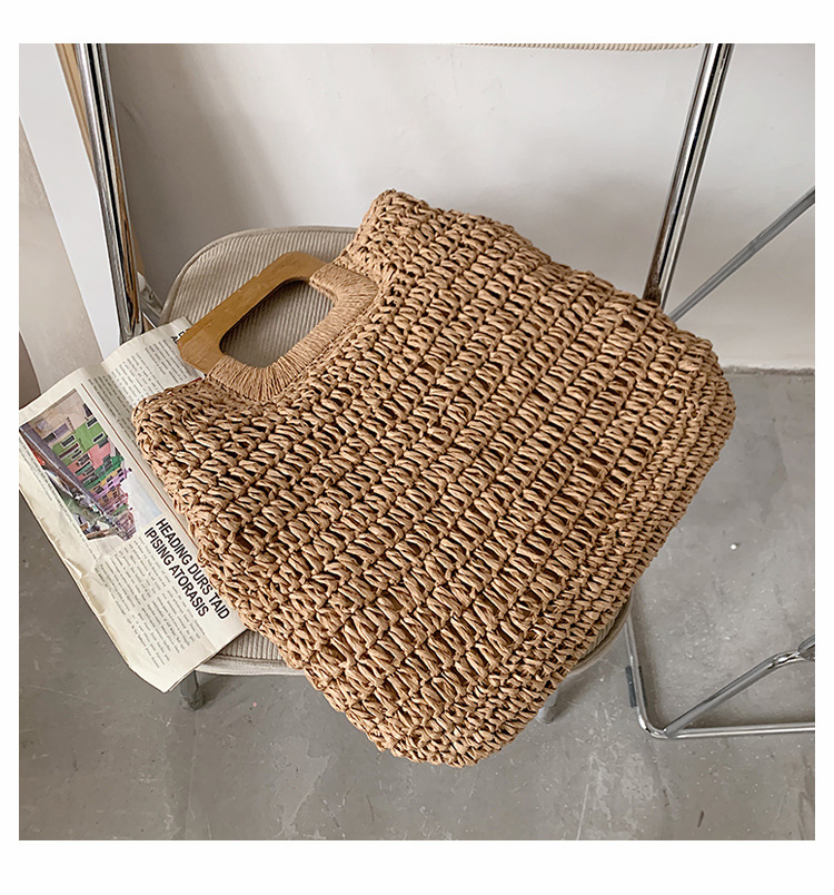 567g Weight Zipper Closure Type Top Handle Strap Type Straw Bag Bags Type Holiday Occasion Straw Material Solid Color Pattern All Seasons Season Women's Gender Vacation Style Oval Shape Khaki, Beige Color Large Size Large Straw Straw Bag Shoulder Bags 16