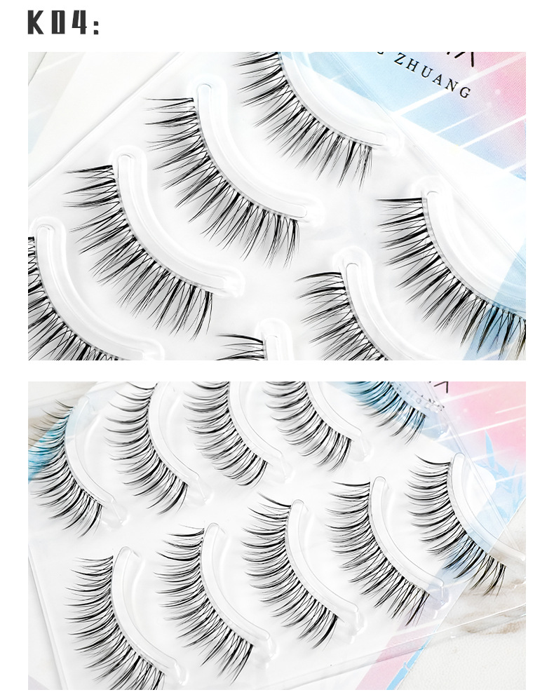 Pestañas belleza maquillaje K01 pestañas simulación natural luz suave aire afilar curling tallo transparente 216 217