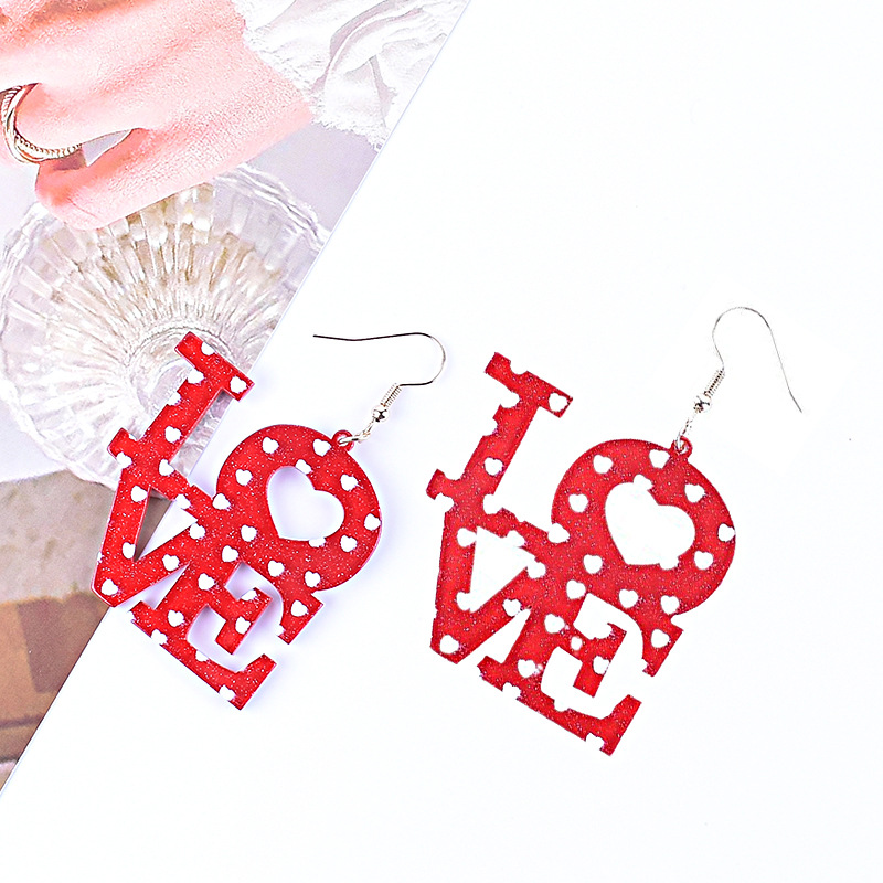 1 Pair Casual Simple Style Love Heart Shape Arylic Drop Earrings display picture 4