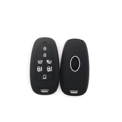 Suitable for new Korean Hyundai Key Silicone Bag Hyundai 7 Key Remote Key Protective Shell Car Silicone Cover (Static Rod/Key Bag) - black