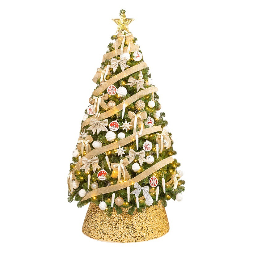 Gran árbol de Navidad de oro conjunto hogar 1,5 Navidad nueva decoración PE árbol de Navidad DIY luminoso