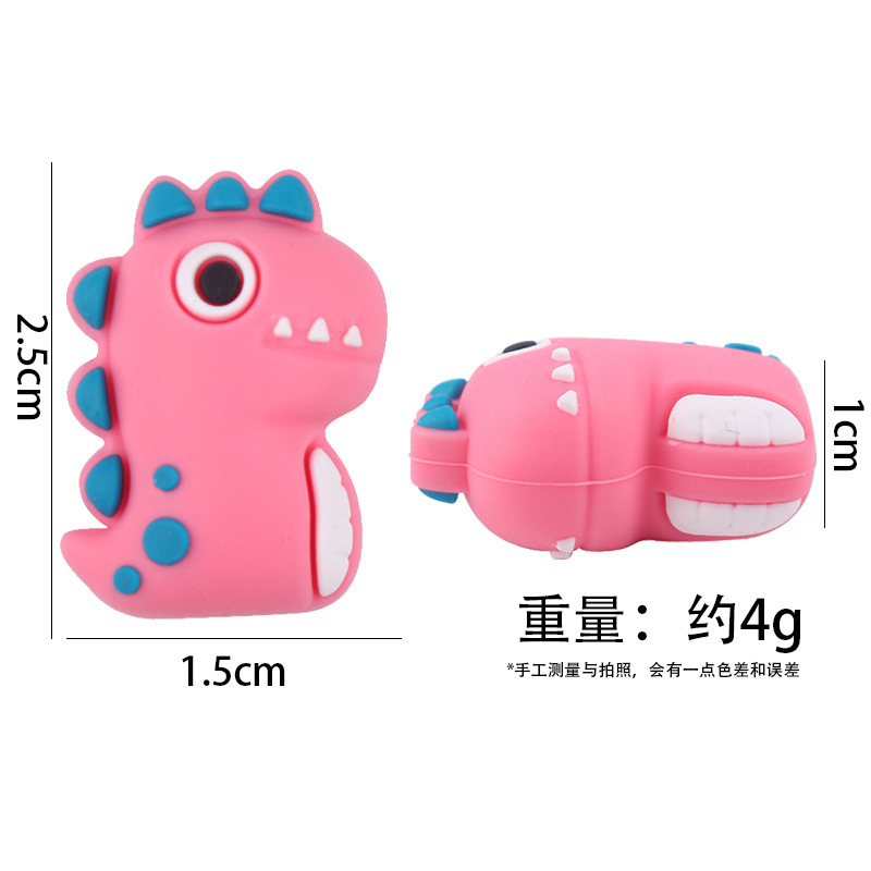 Creativo DIY bebé dibujos animados estereoscópicos rosa dinosaurio joyas de silicona bebé tetina cadena de dientes molares accesorios de pulsera de goma