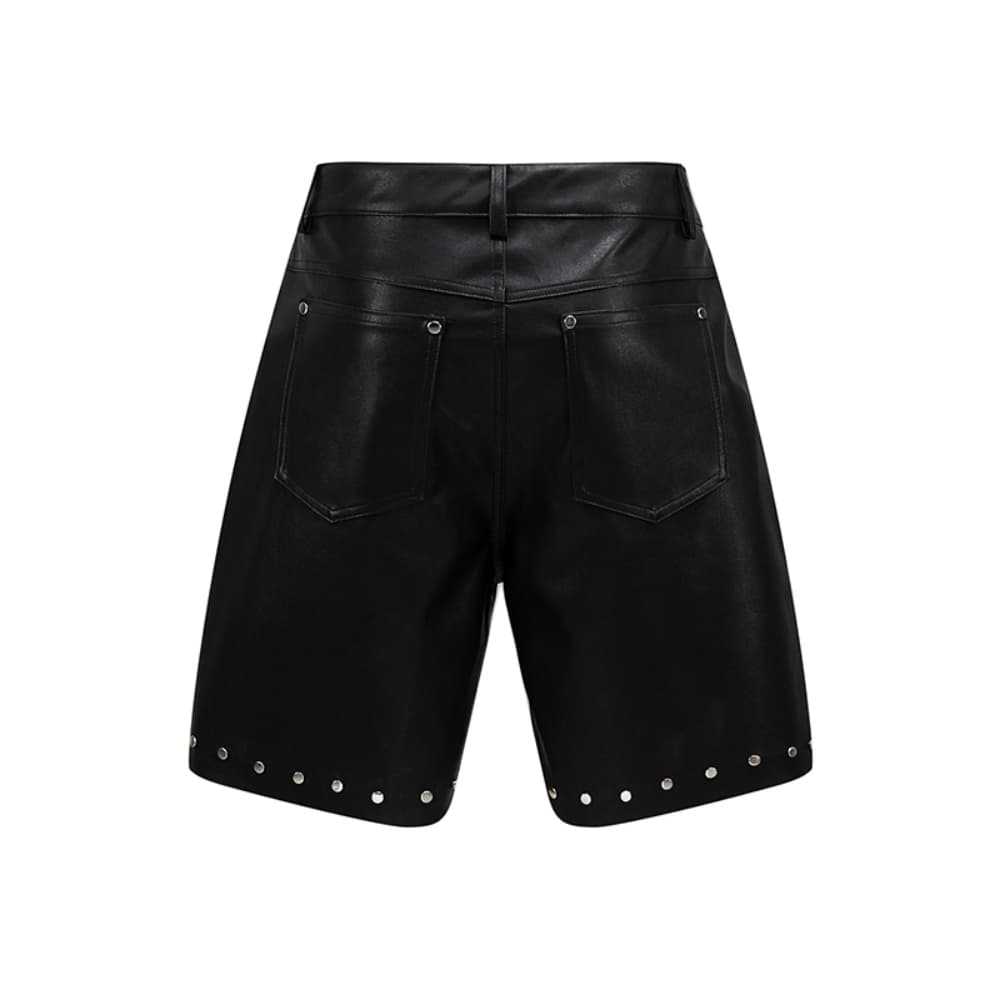 Men's Summer PU Leather Pants – Punk Rock Straight-Leg Trousers With Rivet & Distressed Hem (Black) – Hippie-Inspired Streetwear_mkmklike.com