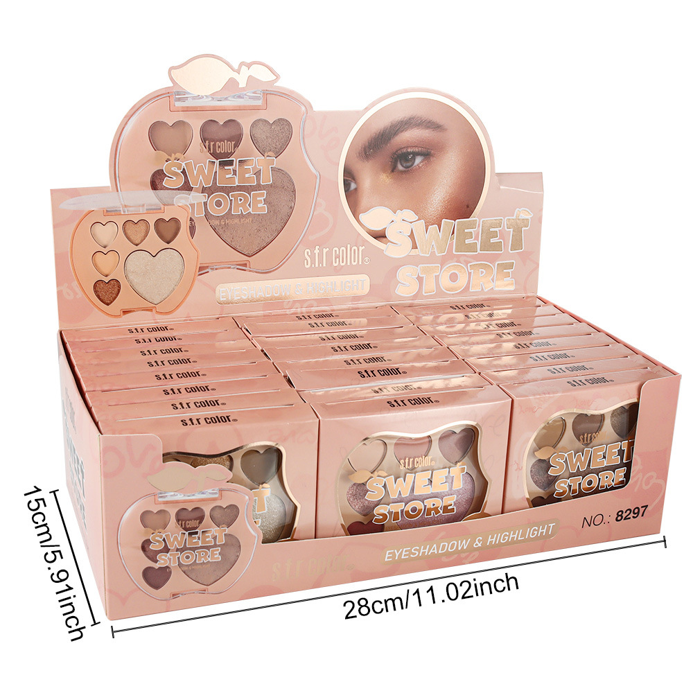 s.f.r color transfronterizo exclusivo para el desarrollo de perlas mate manzana forma de amor 6 color sombra de ojos disco maquillaje al por mayor