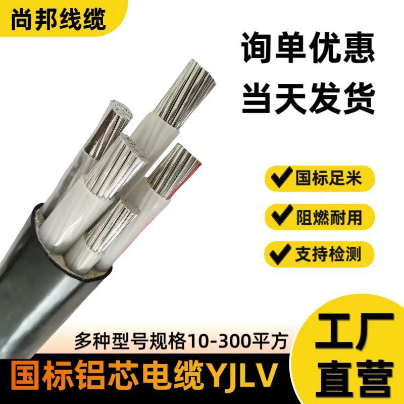National Standard Aluminum Core Cable 2345 Core 10162535 Square Yjlv Overhead and Underground Special Flame-Retardant Three-Phase National Standard Aluminum Core Cable 2345 Core 10162535 Square Yjlv Overhead and Underground Special Flame-Retardant Three-Phase