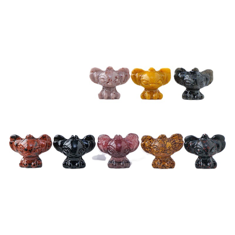 Comercio exterior transfronterizo de cristal natural puntada talla cristal mineral piedra semipreciosa mineral etiqueta puntada muñeca adornos