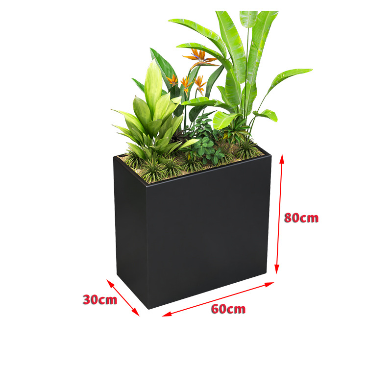 Caja de hierro forjado verde al aire libre terraza terraza caja de plantación de metal al aire libre casa patio producto acabado cama de flores combinada