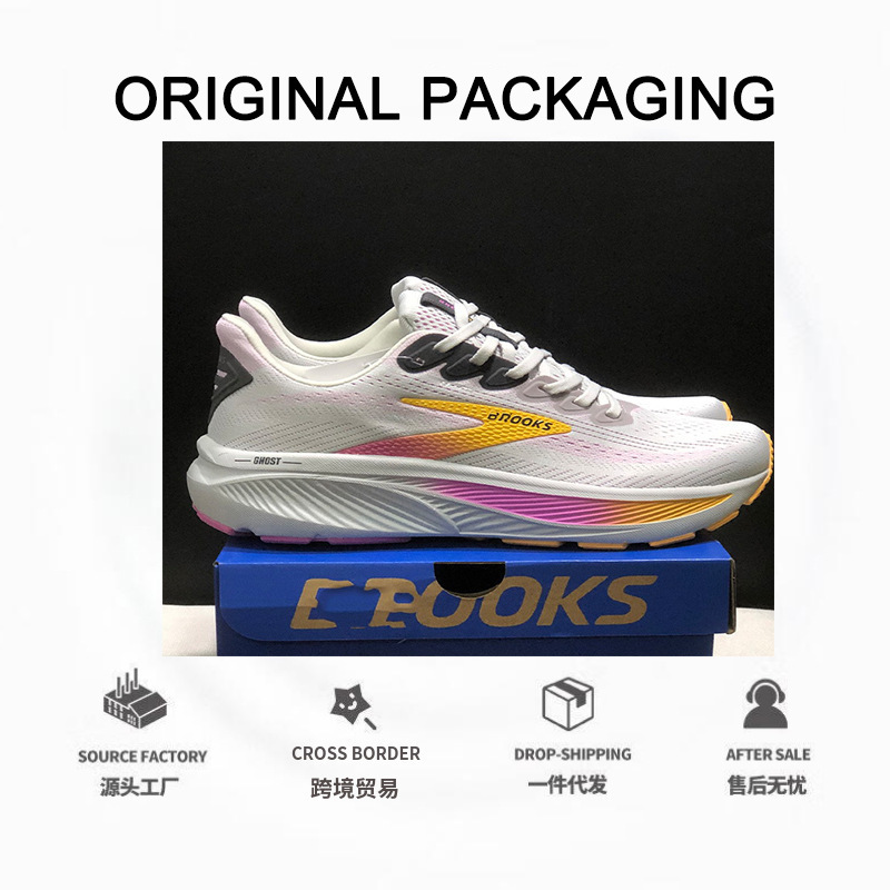 Brooks Ghost 17 Low-Top Casual Running Shoes Cushioning Support Thick-Soled Sports Shoes