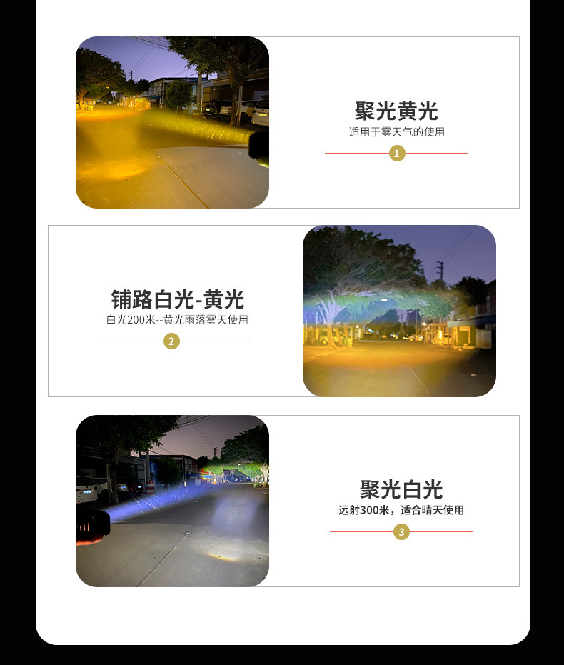 Dual-Row Led Spotlight for Motorcycle Modification, Ultra-Bright Spotlight, Universal External Headlight for Electric Vehicles
