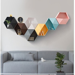 Multi-functional flower pot wall hanging ins style simple storage rack Nordic storage box geometric polygon combination gardening Basin