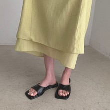 韩国仙女风平底拖鞋女夏季外穿简约百搭纯色方头日常一字凉拖女鞋