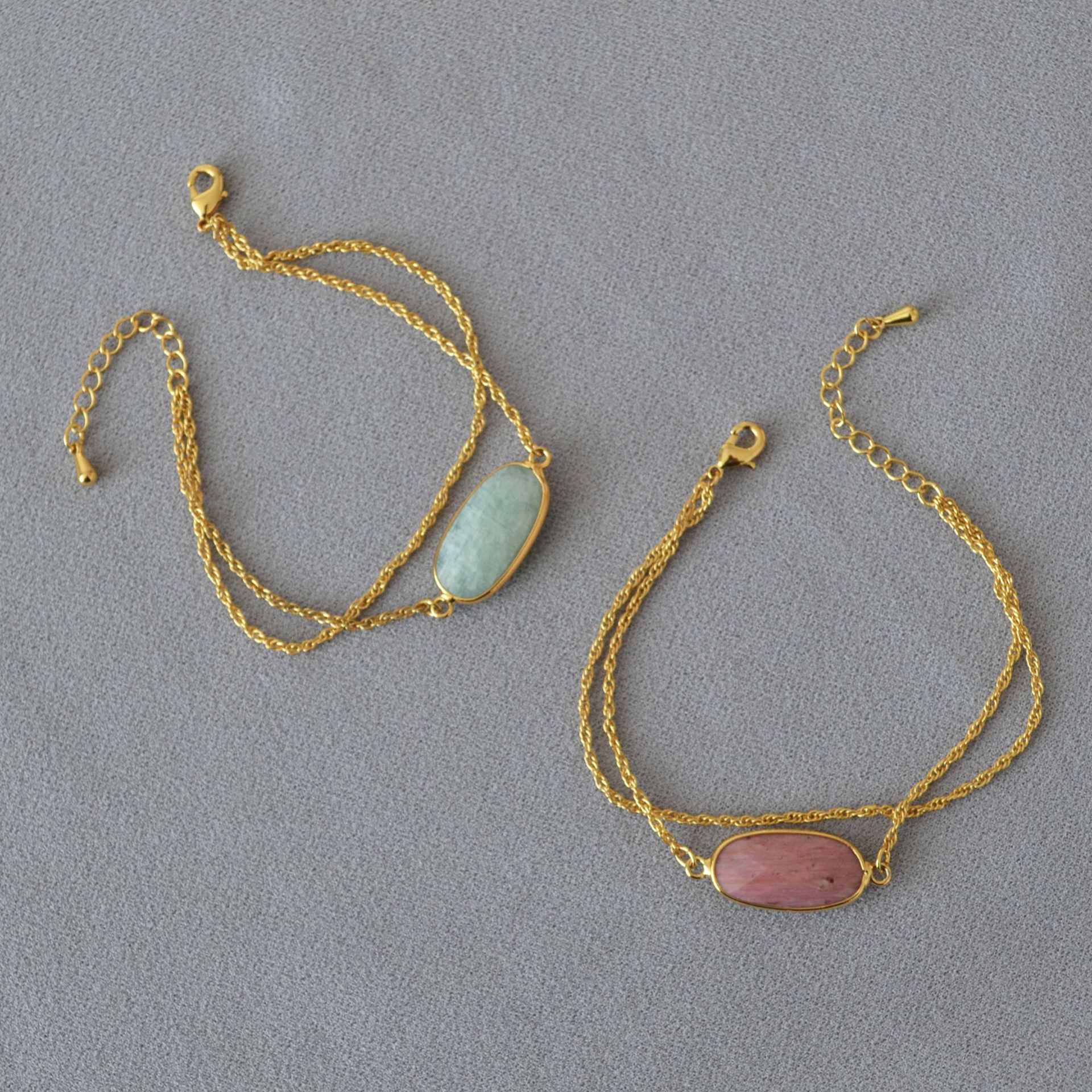 Color Block Pattern Women's Gender Simple Style Color Block Copper Plating Inlay Natural Stone Gold Plated Bracelets