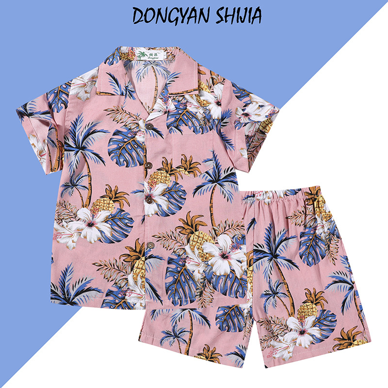 儿童人棉两件套夏威夷度假风外穿薄款夏装学生版时尚潮流款两件套