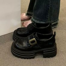 百搭舒适复古圆头魔术贴单鞋高级感厚底英伦风单鞋女2025春夏新款