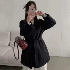 2025秋冬澳洲超细100羊毛 双面呢大衣女中长款韩版宽松羊毛呢外套
