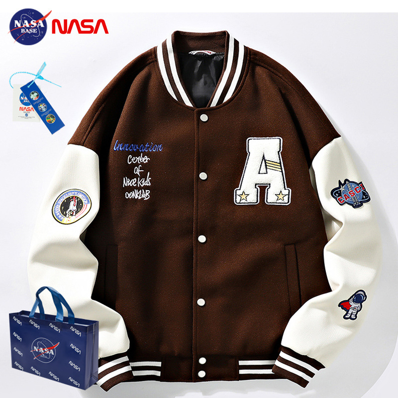 Chaqueta de béisbol de hombre primavera y otoño casual collar de béisbol de color sólido chaqueta bordada de tendencia grande chaqueta de hombre