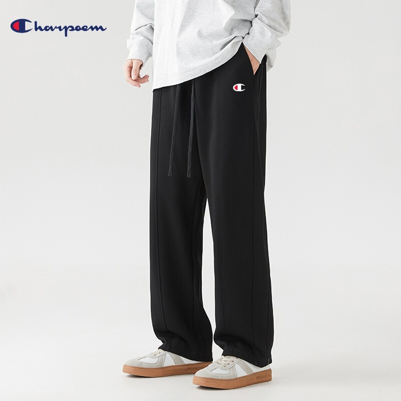 Champion Graffiti Casual Pants Men's 2024 Autumn/Winter New Straight-Leg Sweatpants with Embroidery and Fleece, Loose Fit Sports Trousers
