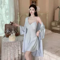 Летний шелковый сексуальный топ с чашечками, пижама, халат, комплект, 2025 год, эффект лифтинга
