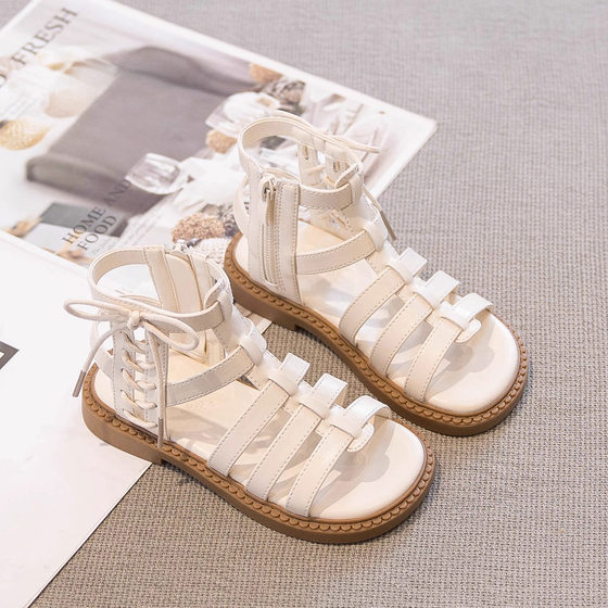 Girls' Roman Sandals Open Toe 2024 Summer New Children's Shoes Beach Shoes Princess Style Big Kids Baby Girl