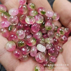 西瓜红碧玺色玉扣算盘珠玉石散珠石英岩玉隔片隔珠手链饰品配件珠