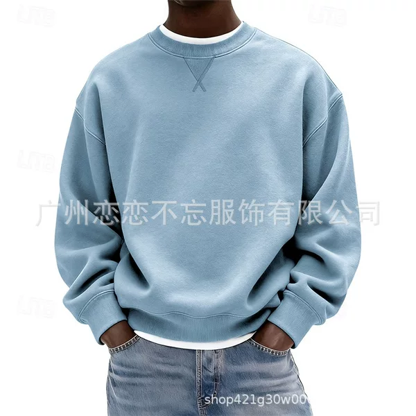 Cross-Border Autumn and Winter Men's Round Neck Loose Pullover Long-Sleeved Sweatshirt Amazon Wish Casual and Versatile Popular Men's Sweatshirt