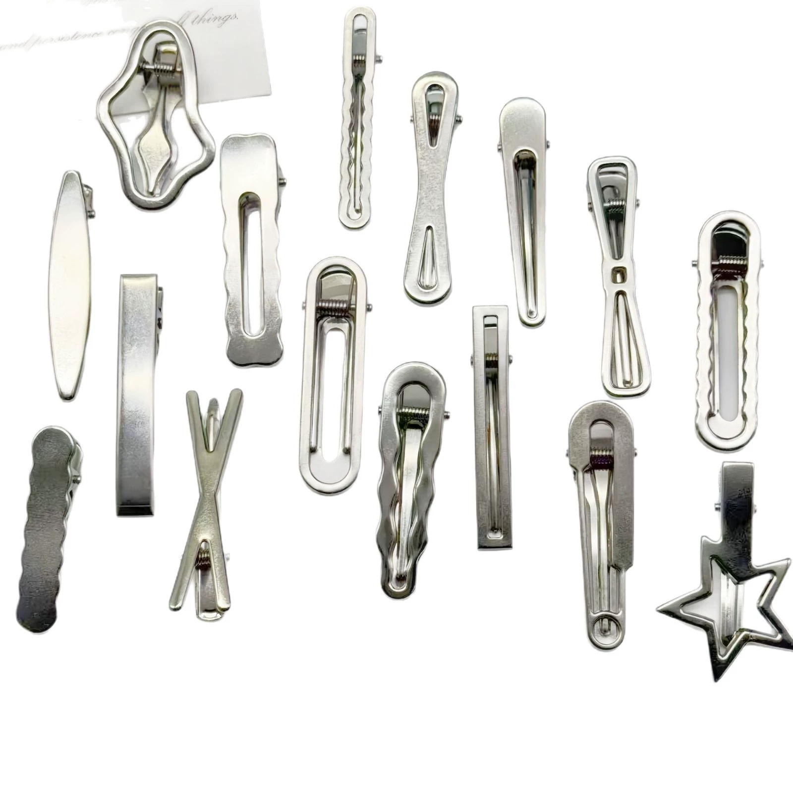 Серебристо-белые заколки для волос (6 см), металлические зажимы для DIY, assorted формы