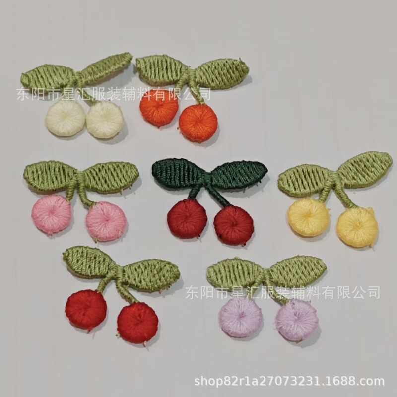Mini Little Cherry Spring New Knitted Embroidery Garment Accessories Accessories DIY Children Cloth Stickers Wholesale Fruit