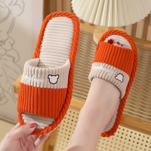  New Home Linen Slippers for Men and Women, Indoor Non-slip Soft Sole Four-Season Couple Floor Home Slippers Wholesale