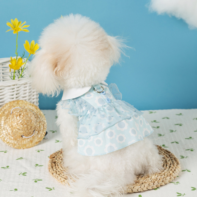 Primavera y verano Perro Princesa Viento Perro pequeño y mediano Teddy Girasol Falda Vestido de gato Bichon Ropa para mascotas