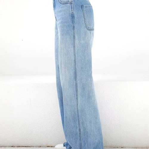 High-quality European and American new style wide-leg pants for commuting, high-waisted, washed ordinary denim trousers, fashionable and casual women's clothing