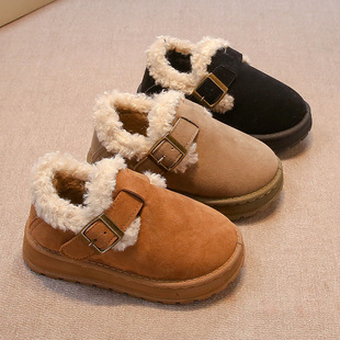 Girls' Mao Mao Cotton Shoes 2024 Winter New Children's Warm Shoes fleece-lined Thickened Soft Sole Non-slip All-match Large Cotton Shoes